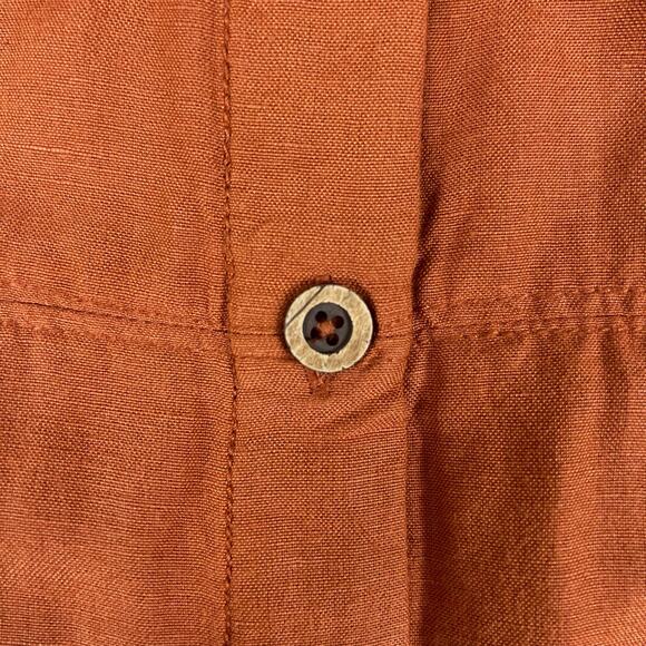 Anthropologie Maeve Twist Front Linen Mini Dress L | Terracotta Button Sundress - Picture 11 of 16